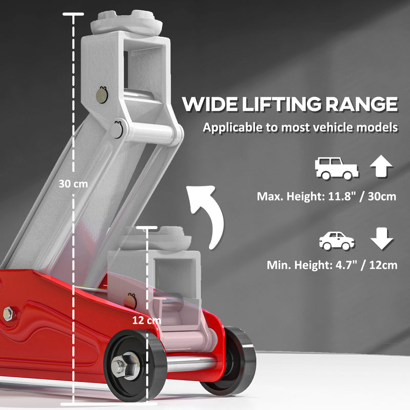 HOMCOM Hydraulic Low Profile Car Jack 2 Ton Capacity for Car Garage Tyre Repair
