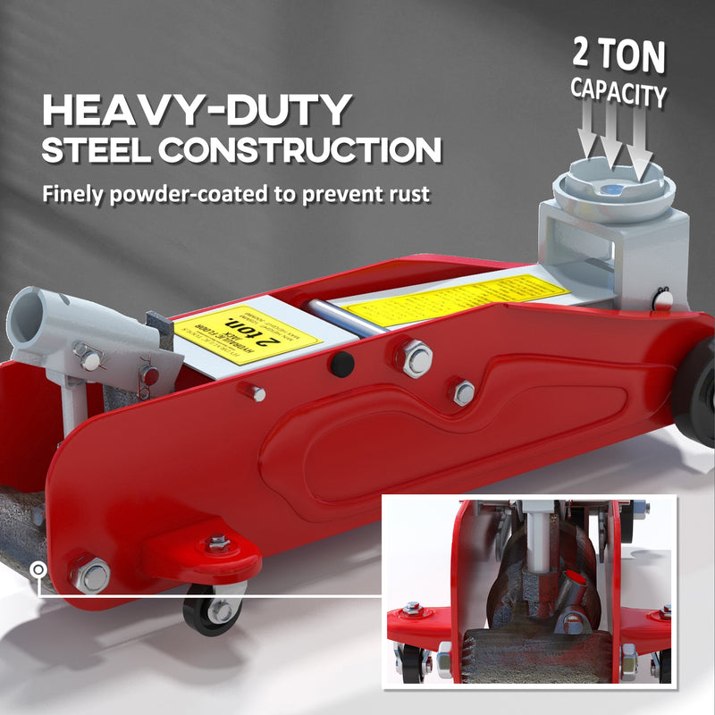 HOMCOM Hydraulic Low Profile Car Jack 2 Ton Capacity for Car Garage Tyre Repair