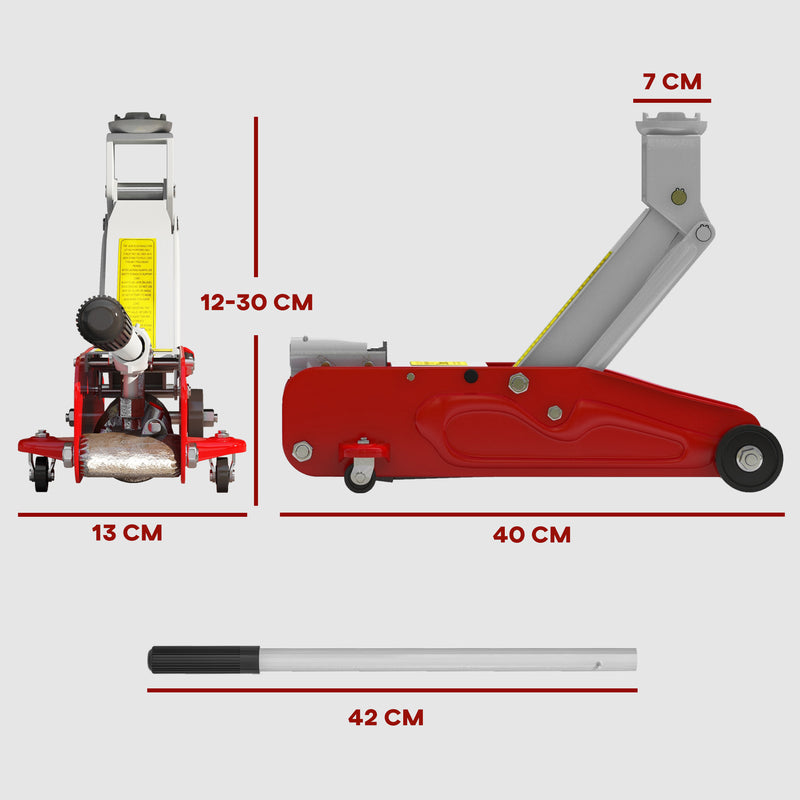 HOMCOM Hydraulic Low Profile Car Jack 2 Ton Capacity for Car Garage Tyre Repair