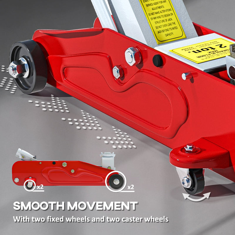 HOMCOM Hydraulic Low Profile Car Jack 2 Ton Capacity for Car Garage Tyre Repair