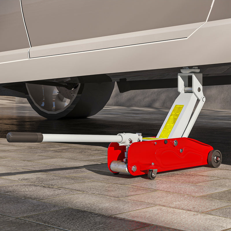 HOMCOM Hydraulic Low Profile Car Jack 2 Ton Capacity for Car Garage Tyre Repair