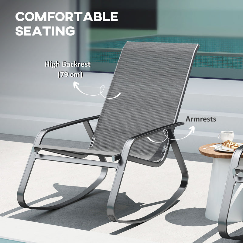 Outsunny Garden Rocking Chair With Armrests, High Back