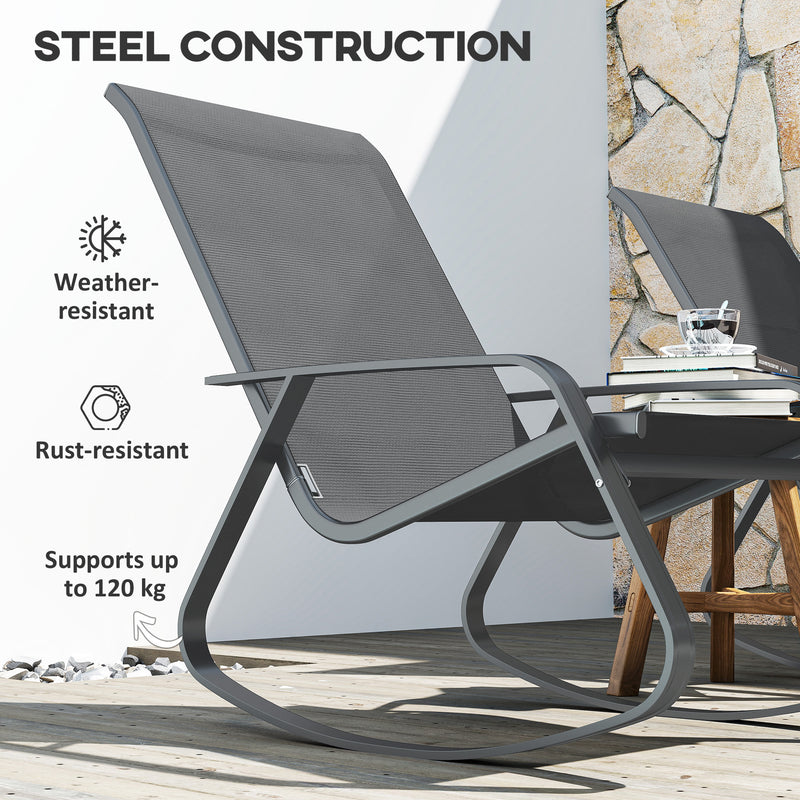 Outsunny Garden Rocking Chair With Armrests, High Back