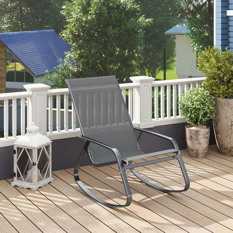 Outsunny Garden Rocking Chair With Armrests, High Back