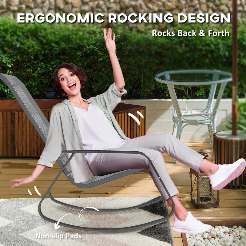 Outsunny Garden Rocking Chair With Armrests, High Back
