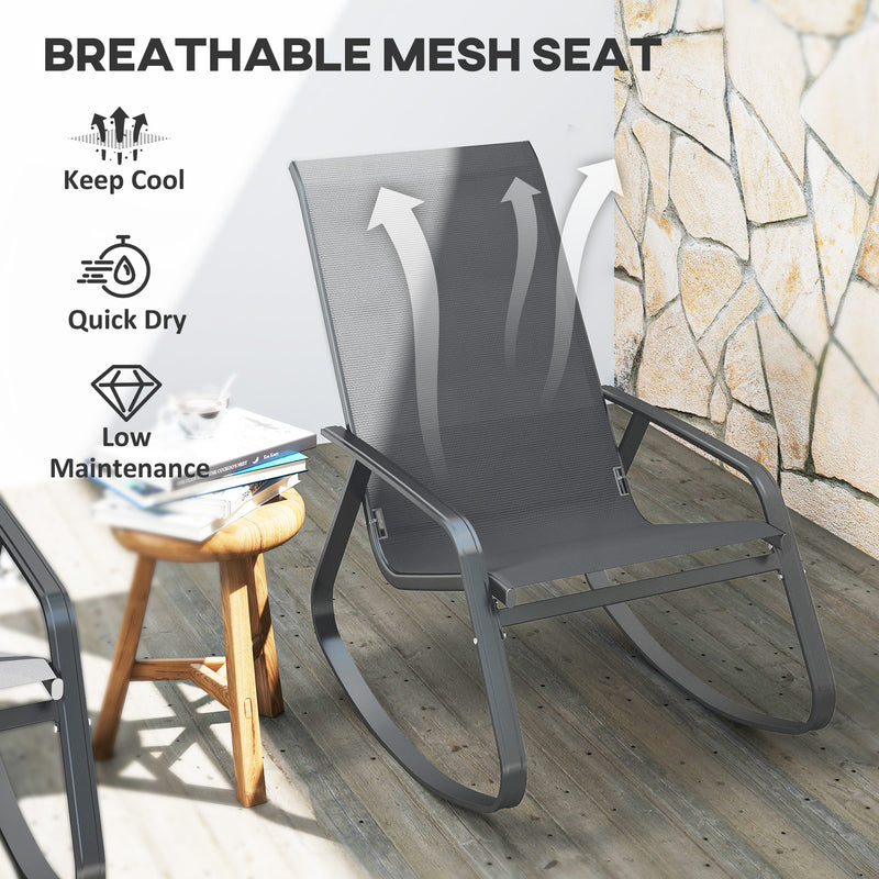 Outsunny Garden Rocking Chair With Armrests, High Back