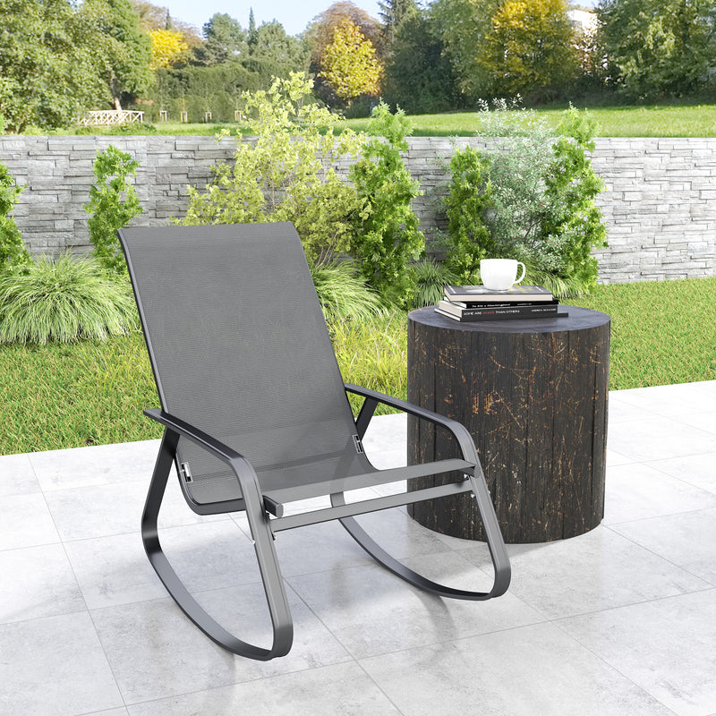 Outsunny Garden Rocking Chair With Armrests, High Back