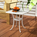 Outsunny 54 X 54cm Aluminium Outdoor Garden Side Table W/ Umbrella Hole, White