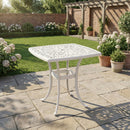 Outsunny 54 X 54cm Aluminium Outdoor Garden Side Table W/ Umbrella Hole, White