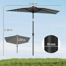 Outsunny 2.6 m Half Parasol with Solar Lights, UPF50+ Semi Round Umbrella