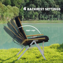 Outsunny Padded Camp Chair Outdoor High Back Folding Recliner With Bag Black