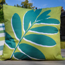 Fusion Leaf Print Filled Cushion in Green