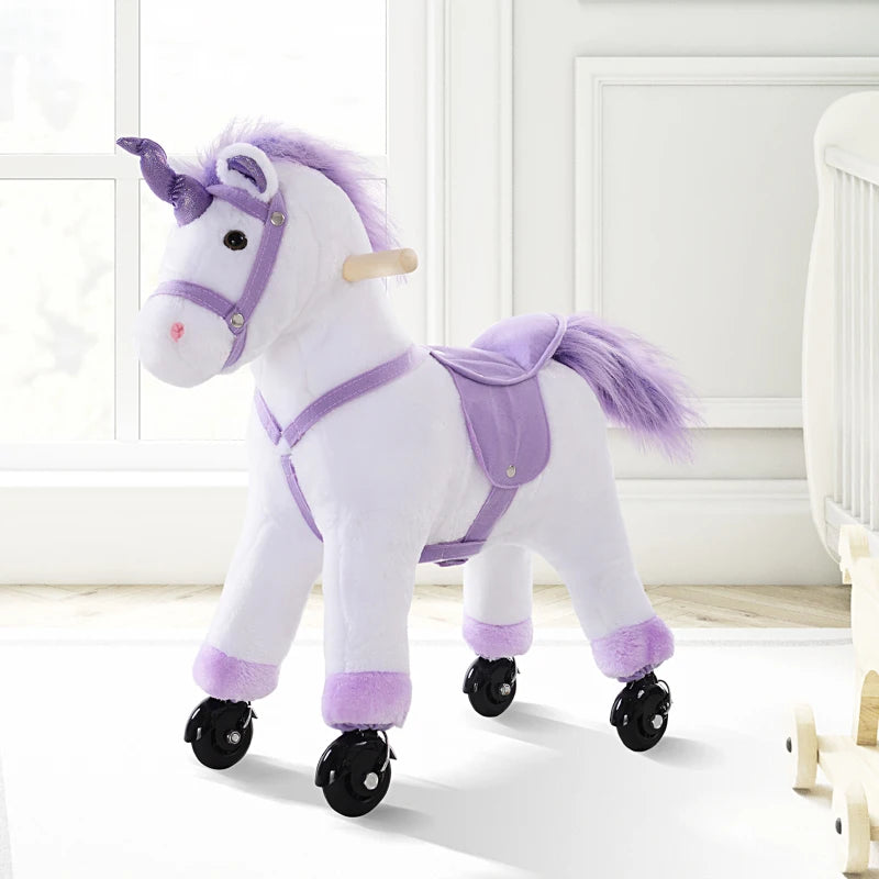 HOMCOM Children's  Ride on Unicorn - Purple and White
