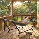 Outsunny Outdoor Hammock with Stand with Side Pocket, Headrest, Dark Grey