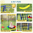 AIYAPLAY 6 in 1 Kids Swing Set with 3 Swings, Climbing Net and Ladder