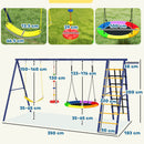 AIYAPLAY 6 in 1 Kids Swing Set with 3 Swings, Climbing Net and Ladder