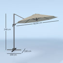 Outsunny 3 X 3(m) Cantilever Parasol Garden Umbrella With Cross Base