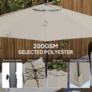 Outsunny 3 X 3(m) Cantilever Parasol Garden Umbrella With Cross Base