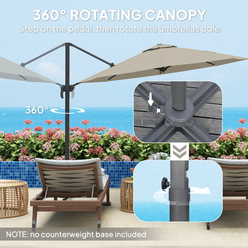 Outsunny 3 X 3(m) Cantilever Parasol Garden Umbrella With Cross Base