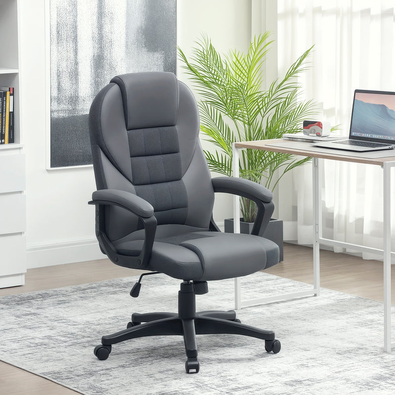 HOMCOM Executive Office Chair with High Back, Computer Chair, Charcoal Grey