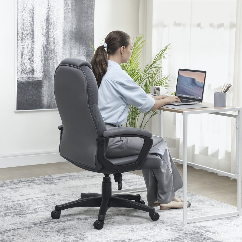 HOMCOM Executive Office Chair with High Back, Computer Chair, Charcoal Grey