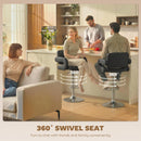 HOMCOM Bar Stools Adjustable Swivel With Armrest Set Of 2 Black