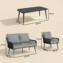Rattan Garden Furniture Set, Tempered Glass with 3 Chairs