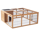 PawHut Rabbit Hutch, Guinea Pig House Outdoor Cage w/Openable Top, Yellow