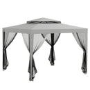 Outsunny 3 x 3 m Gazebo, Netting Party Tent w/ Double Tier Roof, Light Grey