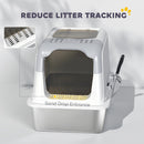 PawHut Stainless Steel Litter Box, Enclosed Metal Litter Tray With Scoop