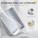 PawHut Stainless Steel Litter Box, Enclosed Metal Litter Tray With Scoop