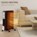 HOMCOM White 2000W 9 Fin Oil Filled Heater Radiator For Home
