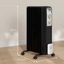 HOMCOM White 2000W 9 Fin Oil Filled Heater Radiator For Home