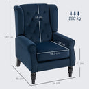 HOMCOM Accent Armchair Home Furniture Retro Tufted Club Fabric Dark Blue