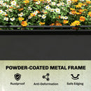 Outsunny Metal Raised Planter with Flip-Up Greenhouse, Drainage Hole, Black