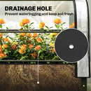 Outsunny Metal Raised Planter with Flip-Up Greenhouse, Drainage Hole, Black