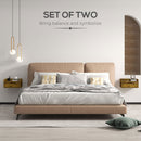 HOMCOM Floating Nightstand Set Of 2, Nightstand With Drawer, Rustic Brown