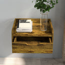 HOMCOM Floating Nightstand Set Of 2, Nightstand With Drawer, Rustic Brown