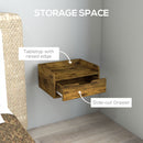 HOMCOM Floating Nightstand Set Of 2, Nightstand With Drawer, Rustic Brown