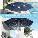 Outsunny 2.8 m Garden Parasol Umbrella with Light, Patio Umbrella, Navy Blue