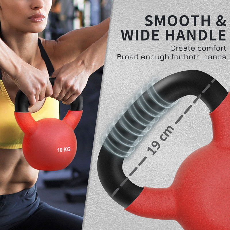 HOMCOM 10KG Kettlebell with Soft Body and Non-Slip Handle, Red