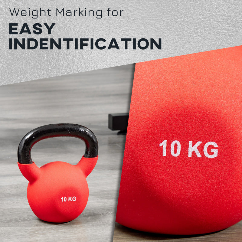 HOMCOM 10KG Kettlebell with Soft Body and Non-Slip Handle, Red