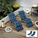 Outsunny Garden Lounge Chair Cushions Set of 2, 220gsm Fabric, Navy Blue