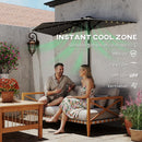Outsunny 2.6 m Half Parasol with Solar Lights, UPF50+ Semi Round Umbrella