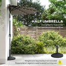 Outsunny 2.6 m Half Parasol with Solar Lights, UPF50+ Semi Round Umbrella