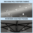 Outsunny 2.6 m Half Parasol with Solar Lights, UPF50+ Semi Round Umbrella