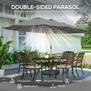 Outsunny Double Sided Garden Parasol W/ 48 Solar LED Lights 4.6m Light Grey