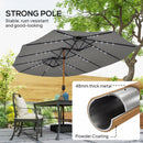 Outsunny Double Sided Garden Parasol W/ 48 Solar LED Lights 4.6m Light Grey