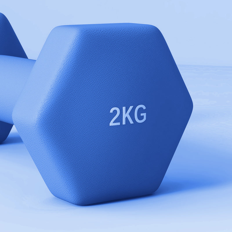 SPORTNOW Set of 2 Hexagonal Dumbbells Weights Pair, 2 x 2kg, Blue