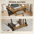 HOMCOM Movable Computer Desk with 4 Moving Wheels Rustic Brown